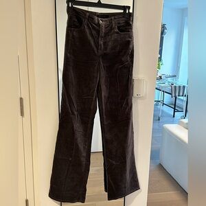 J Brand grey velvet high rise flared pants